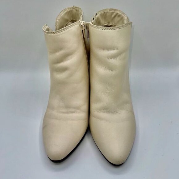 Aldo Ivory Genuine Leather Stacked Heel Boots Booties Size 9 - Picture 3 of 7